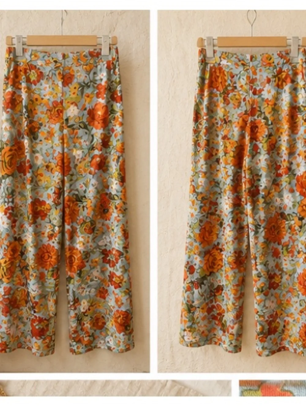Zara Floral Wide Leg Palazzo Pants Boho Coastal Euro Summer Small